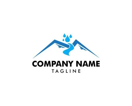 Water Mountain Logo Design Template Element Stock Illustration