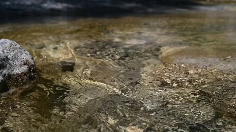 Water from a mountain river flows over stones (slow motion) Stock-Footage 212762422