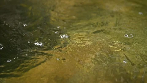 Water from a mountain stream with waves and bubbles (slow motion) Stock-Footage 219397347