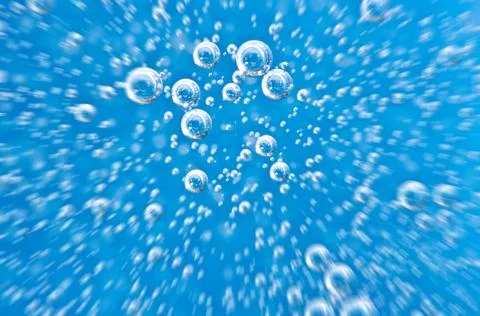 Water. Movement of air bubbles blue beautiful abstract underwater background Stock Illustration
