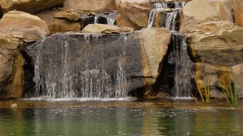 Water movement in a waterfall. Decorative waterfall, close up. Stock Footage 123464355