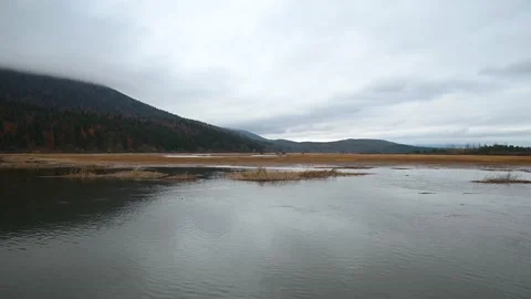 Water moving in one of the largest intermittent lakes Stock Footage 167692730