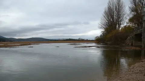 Water moving in one of the largest intermittent lakes Stock Footage 167692838