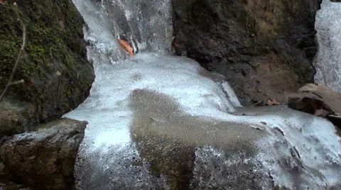 Water Moving Under Ice Stock Footage 22540365
