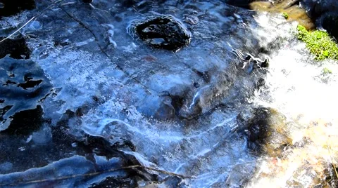 Water Moving Under Ice Stock Footage 48915329