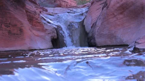 Water into the natural pool Stock Footage 22364870