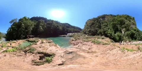 Water natural pool view in Semuc Champey Natural monument, Guatemala, 360, VR Stock Footage 258065743