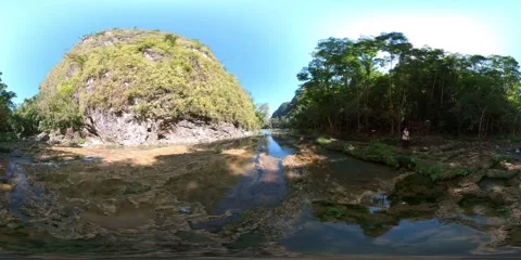 Water natural pool view in Semuc Champey Natural monument, Guatemala, 360, VR Stock Footage 258065828