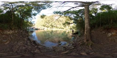 Water natural pool view in Semuc Champey Natural monument, Guatemala, 360, VR Stock Footage 258066105