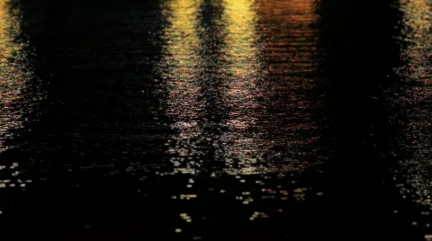 Water night lights reflection Stock Footage 866177