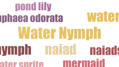 Water Nymph Tag Cloud Animated Isolated On White Stock Footage 103653805