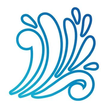 Water ocean splash line gradient style icon Stock Illustration