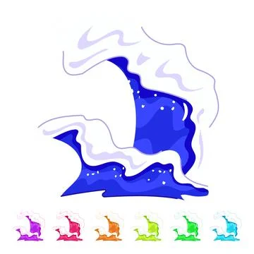 Water ocean waves vector cartoon graphic Stock Illustration