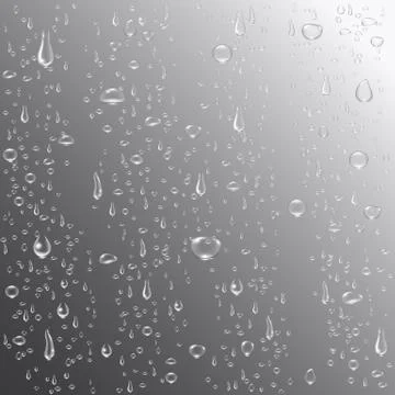 Water or rain drops background. Realistic pure drops. Clear water bubbles on  Stock Illustration