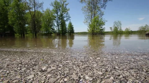 Water over road, River background Stock Footage 5214346