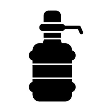 The water package with pump. Black solid icon on white background. Stock Illustration