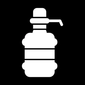 The water package with pump. White solid icon on black background. イラスト素材