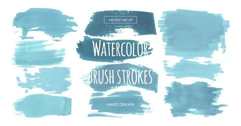 Water Paintbrush Set. Frames Collection. Abstract Grunge Splatter. Hand Drawn Stock Illustration