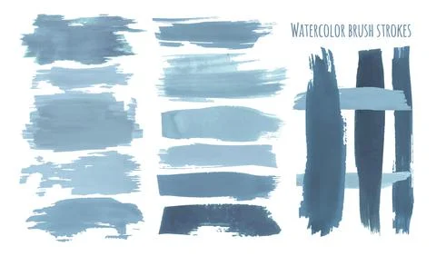 Water Paintbrush Splatter. Frames Collection. Dirty Abstract Banner. Ink Drawn Ilustración de archivo