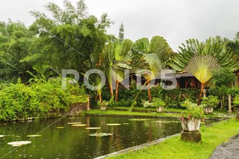 Water Palace of Tirta Gangga. Landmark in Bali, Karangasem, Indonesia. Winter Stock Photos