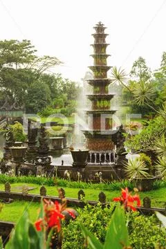 Water Palace of Tirta Gangga. Landmark in Bali, Karangasem, Indonesia. Winter Stock Photos