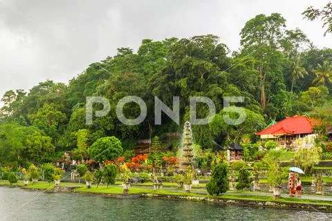 Water Palace of Tirta Gangga. Landmark in Bali, Karangasem, Indonesia. Winter Stock Photos