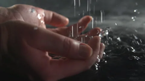 Water in palms in the rain Video stock 49479045