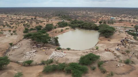 Water pan slide drone view Video stock 281075579