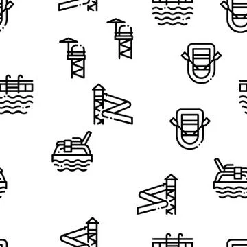Water Park Attraction Seamless Pattern Vector Illustrazione stock