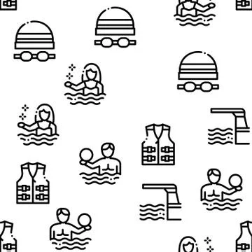 Water Park Attraction Seamless Pattern Vector Stock Illustration