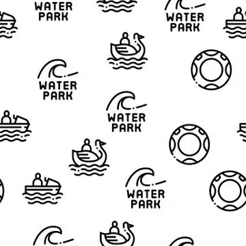Water Park Attraction Seamless Pattern Vector Stock Illustration