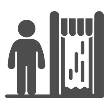 Water park changing room solid icon, Aquapark concept, Person at changing cabin Stock Illustration