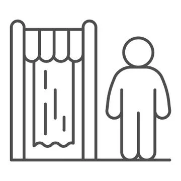 Water park changing room thin line icon, Aquapark concept, Person at changing Stockillustratie