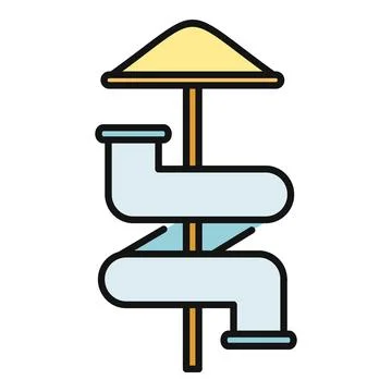 Water park slide fun activity icon vector Illustration