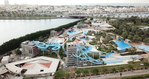 Water park under construction Video stock 114258205