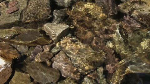 Water passing over rocks on a stream bed Stock Footage 23016720