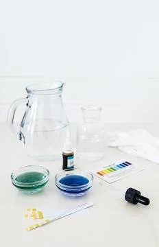 Water pH Testing Kit with Color Chart and Indicator Drops for Home Water Qu.. Stock Photos
