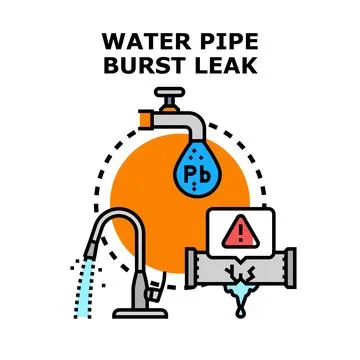 Water pipe burst leak problem concept illustration Stock-Illustration