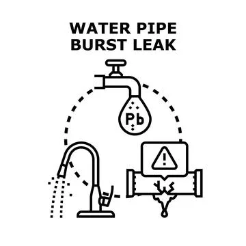 Water pipe burst leak problem concept illustration Stock Illustration