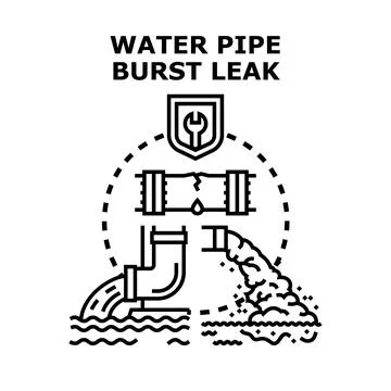Water pipe burst leak problem causing damage concept Ilustração Stock