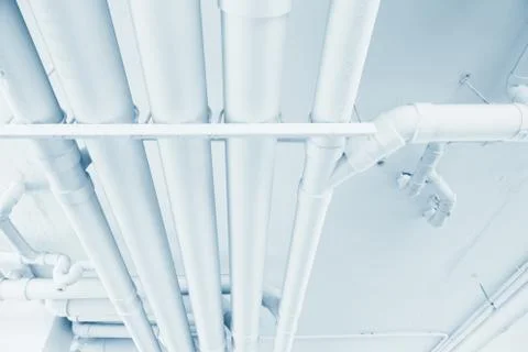 Water pipe engineering, clean line watering transport system in the building Stock Photos