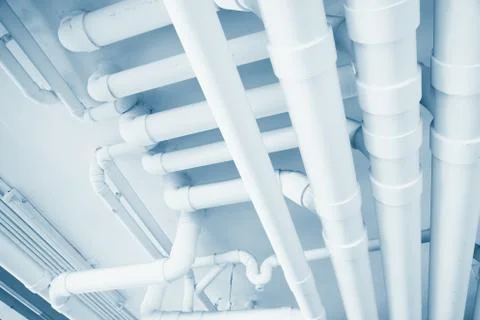 Water pipe engineering, clean line watering transport system in the building  Stock Photos