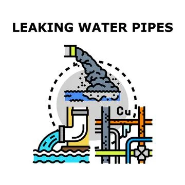 Water pipe leaking pollution causing environmental damage Stock Illustration