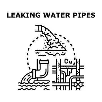 Water pipe leaking pollution causing environmental damage Stock Illustration