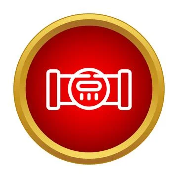 Water pipe meter line icon in red circle Stock Illustration
