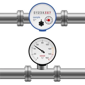 Water pipe pressure meter Stock Illustration