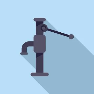 Water pipe pump icon flat . System engine Stock Illustration