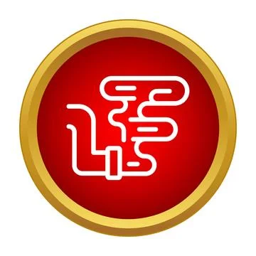 Water pipe with smoke icon button design Stock Illustration