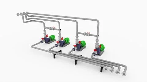 Water pipe technology construction isolated rendered Stock Illustration