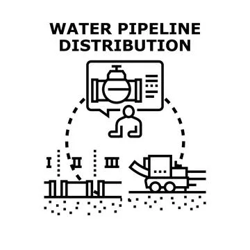 Water pipeline distribution system installation concept Stock Illustration